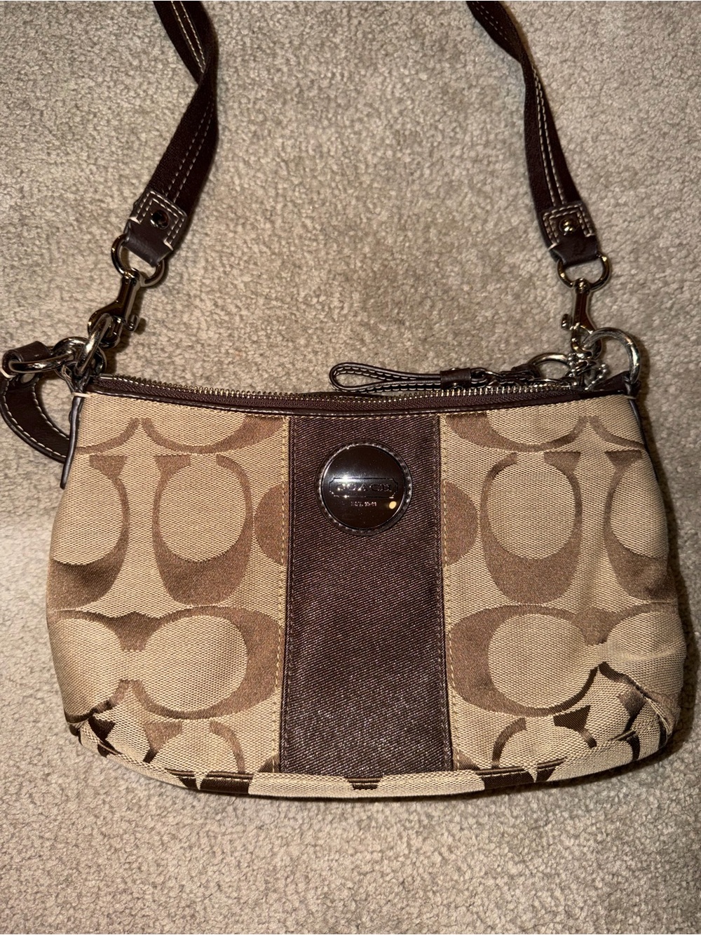 Coach Signature Stripe Demi Shoulder Bag